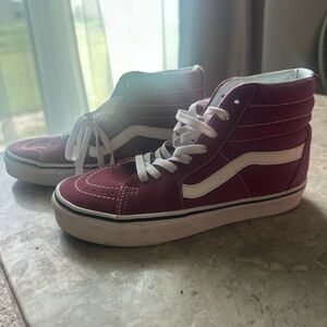 Vans Burgundy and White High-Top Sneakers